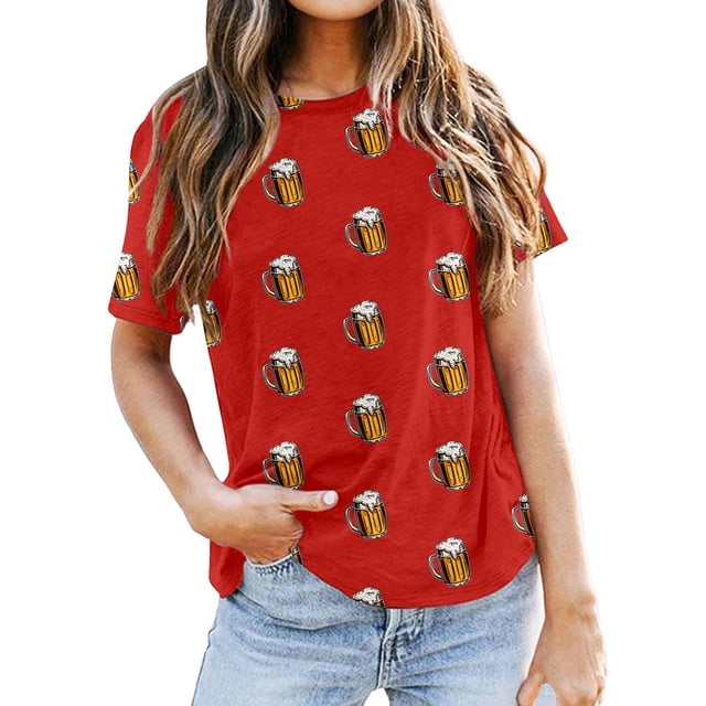 Men's Casual Short Sleeve T Shirt With Beer Print Comfortable Round Neck Tee For Daily Wear Spring Summer Fall Basic Top