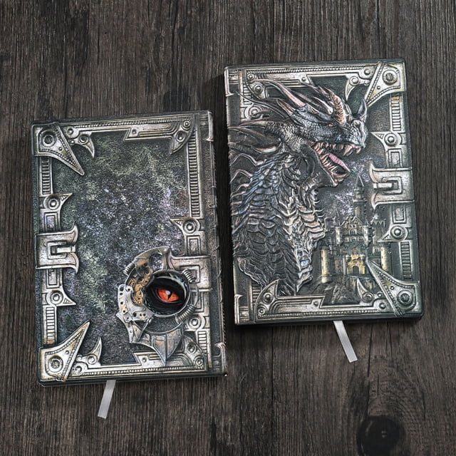 EGNMCR Diary NoteBook Notebooks for Work Retro Embossed Evil Dragon Notebook Dinosaur European Notepad Stereoscopic 100 Pages embossed notebook