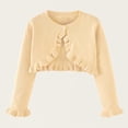 thumbnail image 2 of SROBPTY Cardigans d'Automne pour Filles, Cardigan Tricoté Uni à Col Rond à Manches Longues pour Enfants, Veste en Laine Décontractée Beige 5 Ans, 2 of 4
