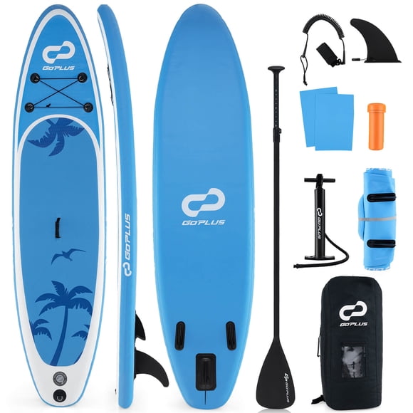 Goplus Large Inflatable SUP Board, Portable Paddle Board with 5D rings Stand Up Paddle Board for Youth & Adult Blue
