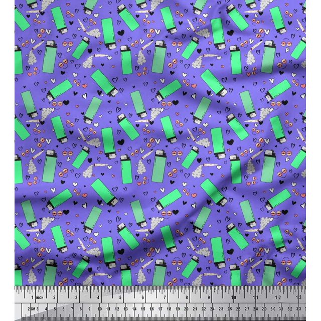 Soimoi Velvet Fabric Heart & Lighter Men Printed Craft Fabric by The Yard 58 Inch Wide