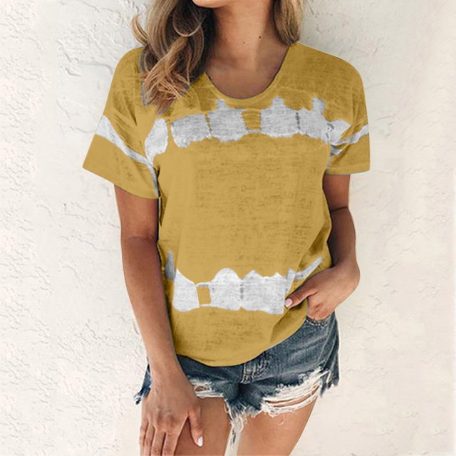 Wolfast T-Shirts pour Femmes Mode Femmes Mode T-Shirt Imprimé Manches Courtes Blouse Col Rond Hauts Décontractés Manches Courtes Blouses pour Femmes