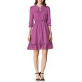 thumbnail image 1 of INSPIRE CHIC Women's Layered Ruffle Hem 3/4 Sleeves Smocked Chiffon A-Line Dress S Grape Purple, 1 of 8