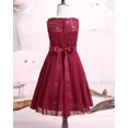 thumbnail image 4 of YONGHS Robe en Mousseline de Soie à Fleurs en Dentelle pour Grandes Filles, Banquet Formel, Concours, Mariage, Fête, Robe de Bal Rouge 8, 4 of 7