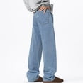 thumbnail image 4 of RKSTN Mens Pants Plush Thick Jeans With Elastic Drawstring Loose Oversized Straight Leg Pants Long Pants Soft Comfortable Workout Pants, 4 of 5