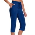 thumbnail image 1 of StSilkitty Womens Yoga Capri Pants High Waist Drawstring Elastic Cropped Pants with Pockets Summer Lightweight Trousers, 1 of 8