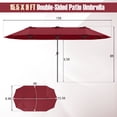 thumbnail image 3 of Costway 15.5 FT Extra-Large Patio Umbrella with LED Solar Lights & 12 Heavy-Duty Ribs Red, 3 of 10