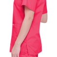 thumbnail image 3 of Landau Women's Essentials Snap Front Scrub Top, Classic Relaxed Fit, V-Neck, 4 Pockets, 3 of 5