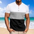 thumbnail image 2 of hopeusnice Men's Color Block Short Sleeve T-Shirt Henley Neck Slim Fit Tee Shirts Gray M, 2 of 7