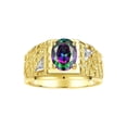 thumbnail image 1 of RYLOS Men's Rings Yellow Gold Plated Silver Designer Nugget Ring Oval 9X7MM Gemstone &  Diamonds  Alexandrite Birthstone Rings For Man Size 8, 1 of 7