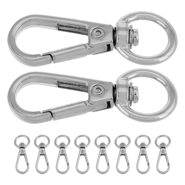 SHOWERORO 10pcs Key Ring Clip Buckle Silver Metal Swivel Clasp for Daily Use