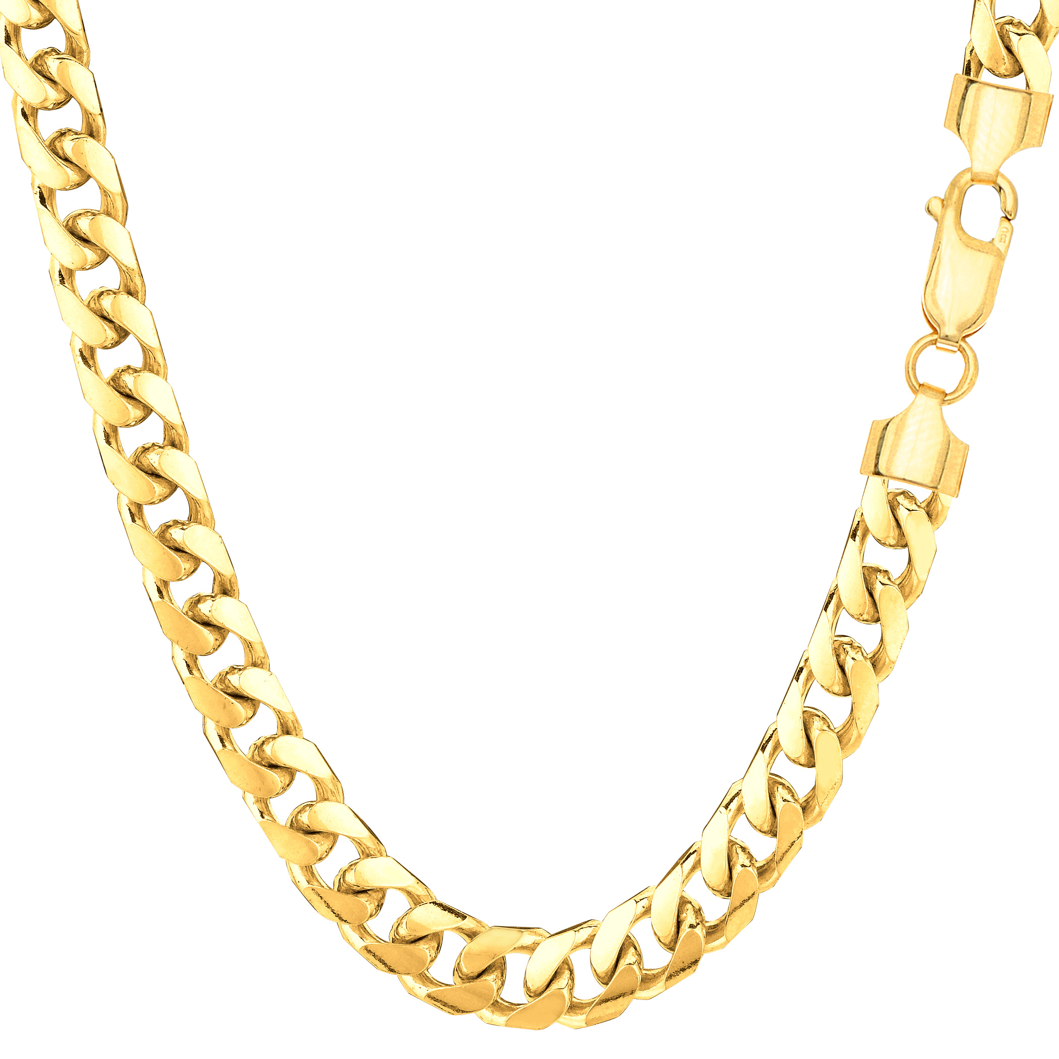 14k Yellow Gold Miami Cuban Link Chain Necklace, Width 5.8mm, 22"