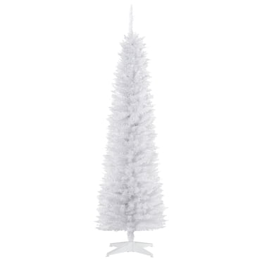 HOMCOM 6' Artificial Christmas Tree Xmas Slim Tree Holiday Décor, White