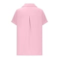 thumbnail image 3 of Plebaso Chemises en Coton et Lin pour Femmes Col en V à Boutons T-Shirts Col Léger Manches Courtes Blouses Décontractées, 3 of 6