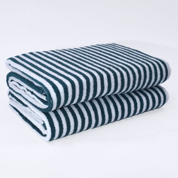 Mainstays – Ensemble de 2 serviettes de bain à rayures sarcelle
