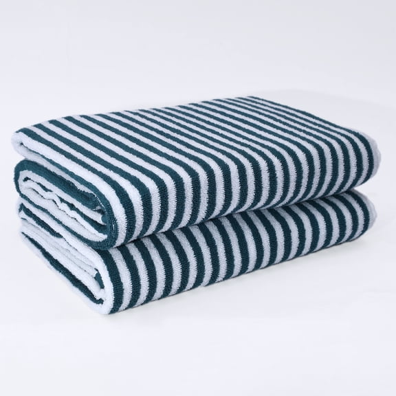 Mainstays – Ensemble de 2 serviettes de bain à rayures sarcelle
