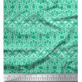 thumbnail image 1 of Soimoi Green polyester Crepe Fabric Filigree Damask Printed Fabric 1 Yard 52 Inch Wide, 1 of 3