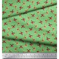 thumbnail image 2 of Soimoi Tissu en Viscose Georgette Vert Feuilles & Papillons Imprimés de Tissu au Mètre 42 Pouces de Large, 2 of 3