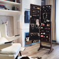 thumbnail image 3 of Giantex Jewelry Cabinet Armoire with Full-Length Mirror and LED Lights, Brown, 3 of 8