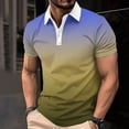 thumbnail image 2 of HVOBTTY Mens Summer Soft Versatile Pullover Fashion Casual Gradient Color Lapel Button Short Sleeve Loose Breathable Daily Base Shirts Brown, S, 2 of 5