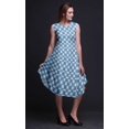 thumbnail image 3 of Bimba Robe Midi Évasée d'Été Sans Manches à Imprimé Floral et Géométrique Bleue Shibori pour Femmes - Petit, 3 of 6