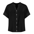 thumbnail image 4 of Shirts for Women Trendy Summer Clearance Summer Linen Work Tops for Women Trendy Plus Size V Neck Button down Boho Clothes Spring Tops for Women 2025 New Black XXL, 4 of 4