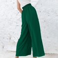 thumbnail image 4 of Womens Linen Wide Leg Pants Elastic Waisted Baggy Loose Beach Trousers with Pockets, 4 of 7