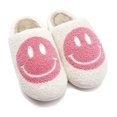 thumbnail image 1 of Pantoufle en Peluche Confortable à Visage Souriant, Pantoufle Douillette en Peluche Chaude à Enfiler pour la Maison avec Mousse Mémoire, Pantoufles en Fourrure à Enfiler pour la Maison, Pantoufle Coussinée, Taille 4, Rose, 1 of 4