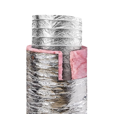 KFFKFF Ventilation Duct, 6'' Insulated Flex Hose 25FT Length with 2 Hose Clamps, Triple Layer Durability for HVAC Heat and Cool Airflow, Exhaust System, R-6.0 Fire Resistant Rating