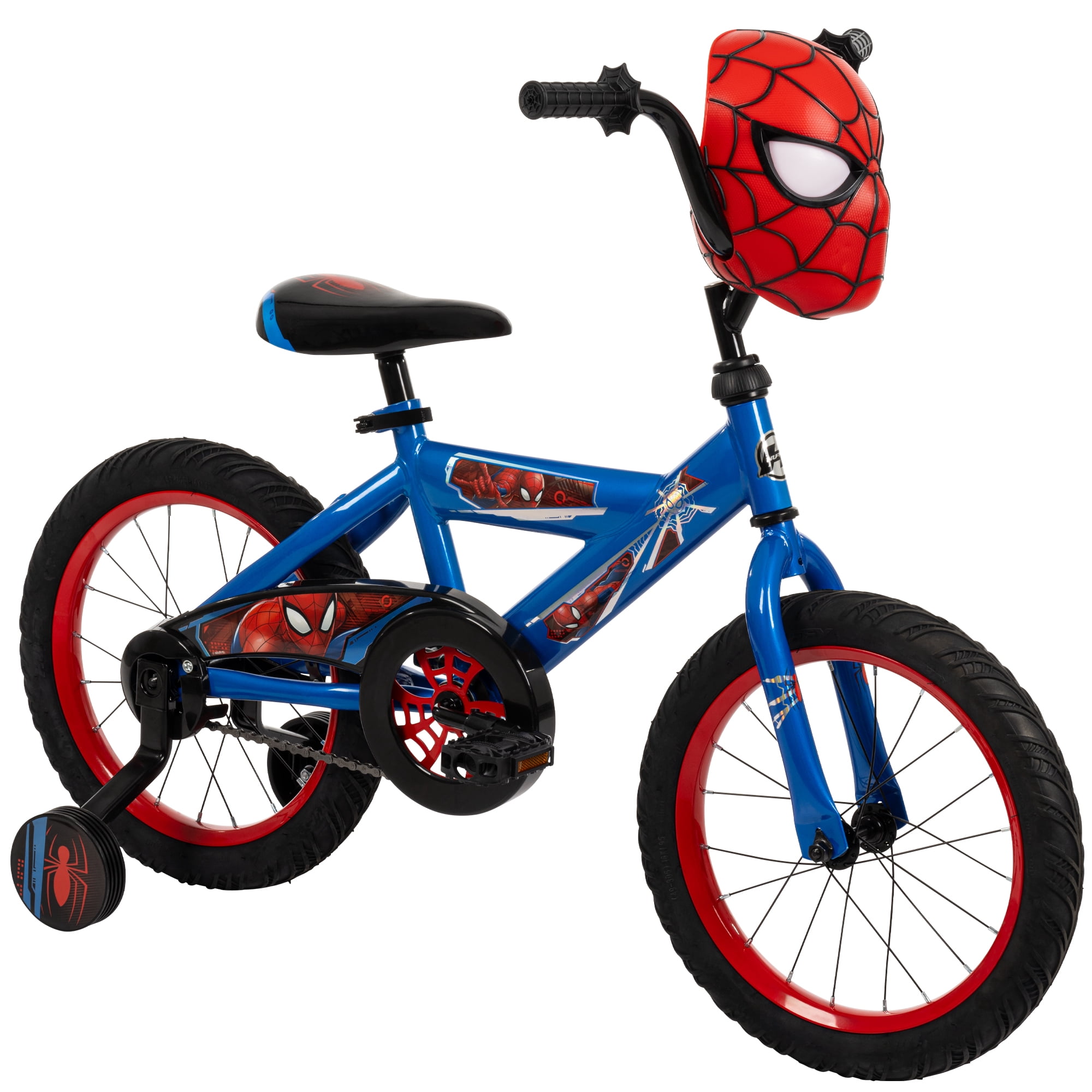 Huffy 16-inch Spider-Man Bike for Boys with Training Wheels, Blue/Red