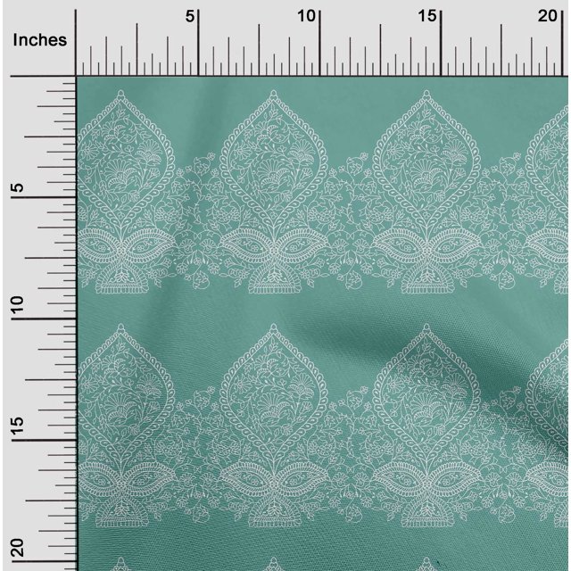oneOone Viscose Chiffon Fabric Leaves & Floral Block Printed Craft Fabric BTY 42 Inch Wide