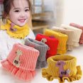 thumbnail image 2 of Visland Neck Warmer Cartoon Giraffe Ruffle Knitted Windproof High Elasticity Keep Warm Ultra Soft Kids Fake Collar Neck Scarf for Winter, 2 of 7