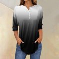 thumbnail image 2 of SwiftWear T-Shirts pour Femmes Mode Tendance Col Rond Manches Mi-Longues T-Shirt Couleur Dégradée Décontracté Ample Hauts Basiques, 2 of 5