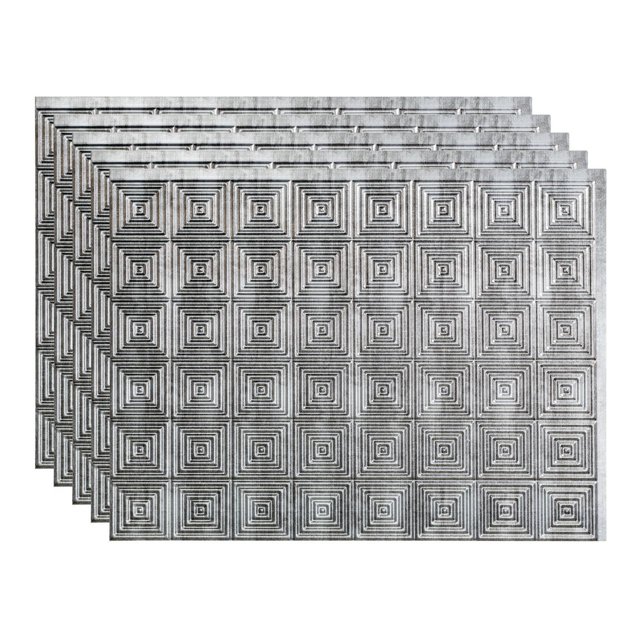 Fasade Decorative Vinyl Backsplash Panel 18in x 24in 5 Pack Crosshatch Silver