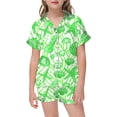 thumbnail image 1 of MIASHUI Pyjama pour Filles Ensemble Deux Pièces Imprimé Graphique Garçons Chemise de Nuit à Manches Courtes, Vert, 2-3 Ans, 1 of 4