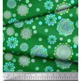thumbnail image 2 of Soimoi Green polyester Crepe Fabric Artistic Flower & Geometric Decor Fabric Printed Yard 52 Inch Wide, 2 of 5