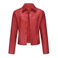 thumbnail image 1 of Yuyuzo Womens Cropped Leather Jackets Casual Motorcycle Jacket Button down Coat Outerwear, 1 of 7