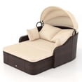thumbnail image 1 of Costway Patio PE Rattan Daybed with Retractable Canopy Soft Cushions and Extra Pillows, 1 of 10