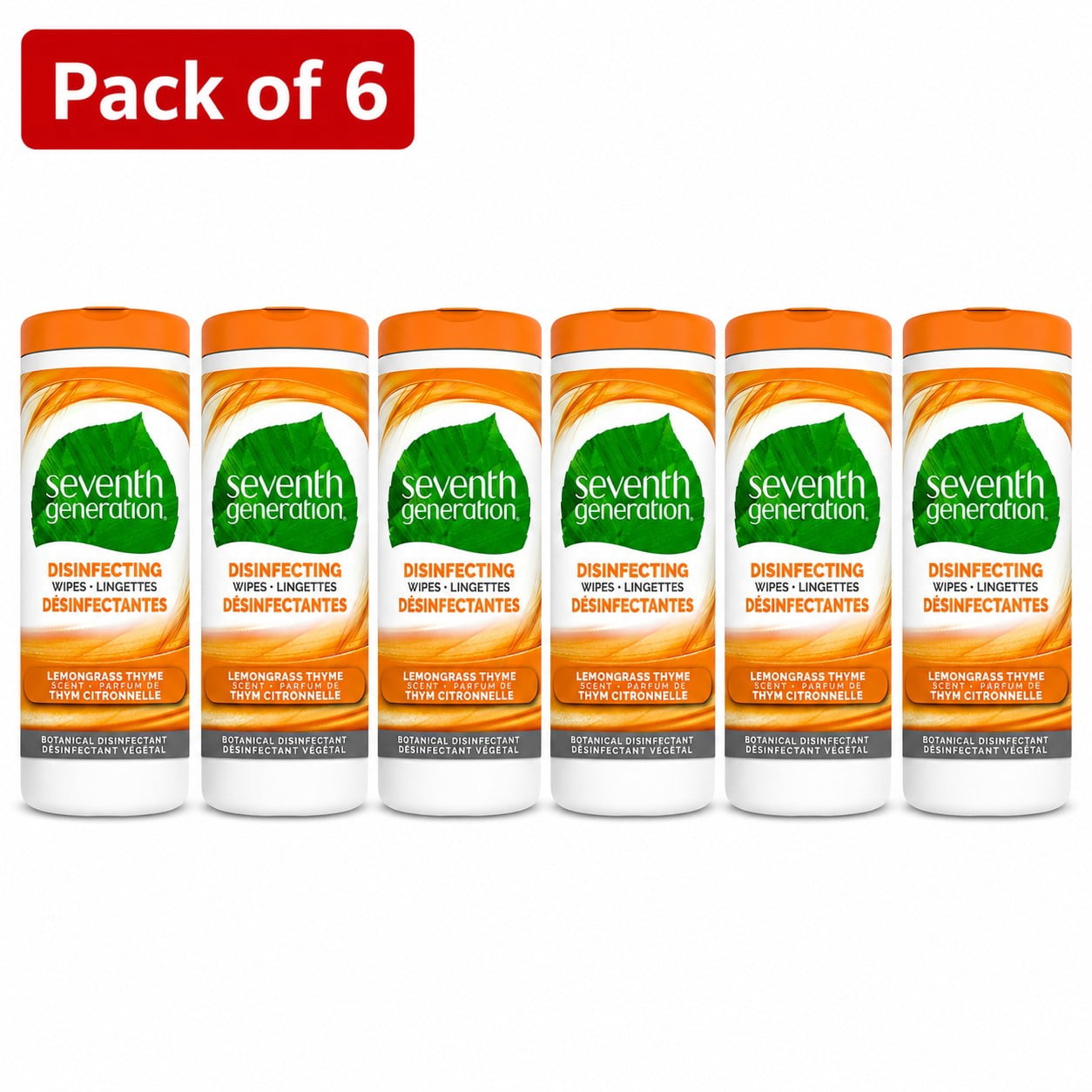 Seventh Generation Lemongrass Thyme Scent Disinfecting Wipes, 35ct (Pack of 6)