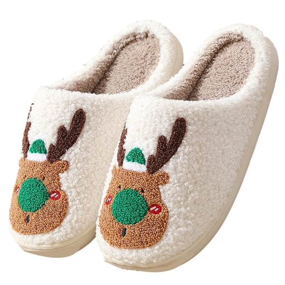 Penkiiy Christmas House Slippers For Women And Men Slippers Warm Slippers Slip-on Indoor Outdoor Cotton Slippers 37-38 Green