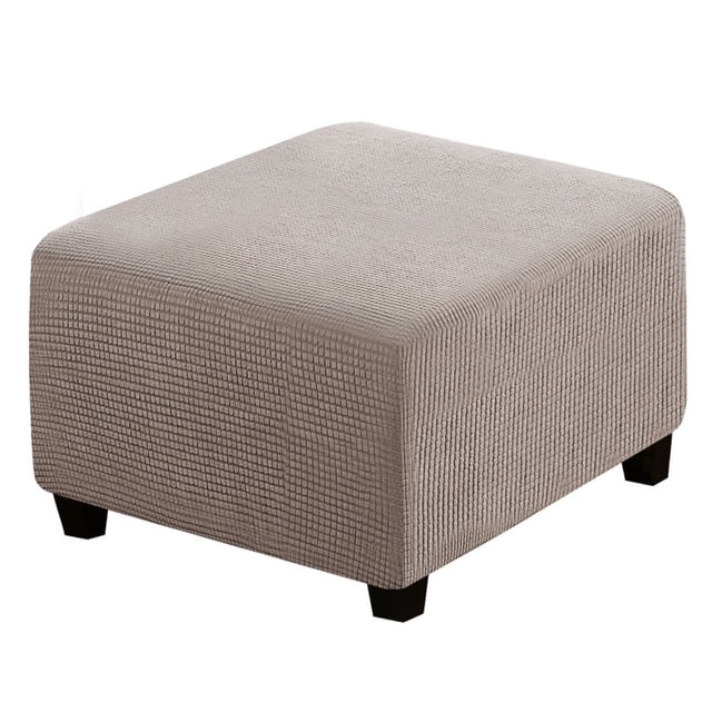 SUTENGDA Square Ottoman Cover Soft Stretch Jacquard Ottoman Slipcovers Waterproof Non Slip Footstool Protect With Elastic Bottom Machine Washable-Primary color