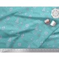 thumbnail image 2 of Soimoi Blue Modal Satin Fabric Yacht & Direction Compass Nautical Print Fabric by the Yard 42 Inch Wide, 2 of 3