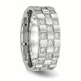 thumbnail image 4 of Bague en Acier Inoxydable Poli à Carreaux CZ 7 Tailles, 4 of 6