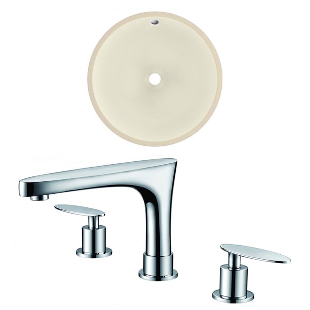 16-in. W Round Bathroom Undermount Sink Set In Biscuit - Chrome Hardware AI-22855