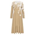 thumbnail image 3 of Erwazi Robe Midi à Manches Longues et Col Ras du Cou pour Femme, Plissée, à Étages, Coupe Trapèze Fluide, Printemps Automne, Robe Décontractée avec Poches, 3 of 4