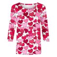 thumbnail image 4 of Penkiiy Chemises de la Saint-Valentin pour Femmes Décontractées Manches 3/4 Col Rond Blouses Imprimé Mignon Tuniques Tops 2025 2TG Multicolore, 4 of 5