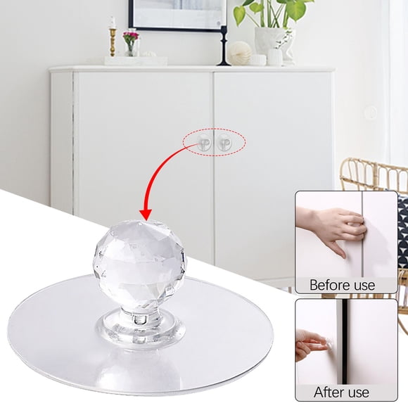Todaioua Clear Cabinet Drawer Knobs, Diamond Crystal Shaped Pulls Handles for Wardrobe,Kitchen Cupboard,Bathroom Dresser, Furniture Door Window, Self-Adhesive Drill Free Self-Stick Push Pull Helper