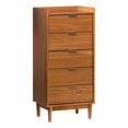 thumbnail image 1 of 5-Drawer Solid Wood Tall Bedroom Chest Dresser - Caramel, 1 of 6
