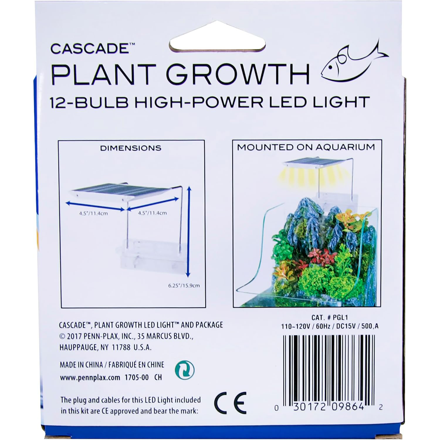Lampe LED à pince PENN-PLAX Cascade pour la croissance des plantes, pour aquariums sans rebord, 5 à 20 gallons