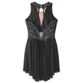 thumbnail image 4 of RUNQHUI Robe de Patinage Artistique Sans Manches pour Filles avec Strass, Gymnastique Asymétrique, Compétition, Danse, Noir 14, 4 of 6